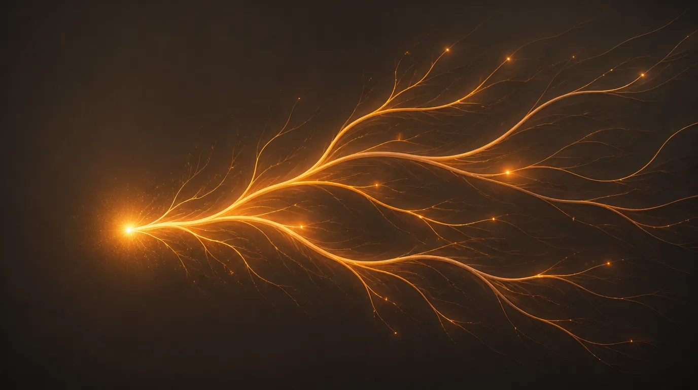 A single startup idea branching into multiple growth channels β social marketing, SEO, and AI visibility