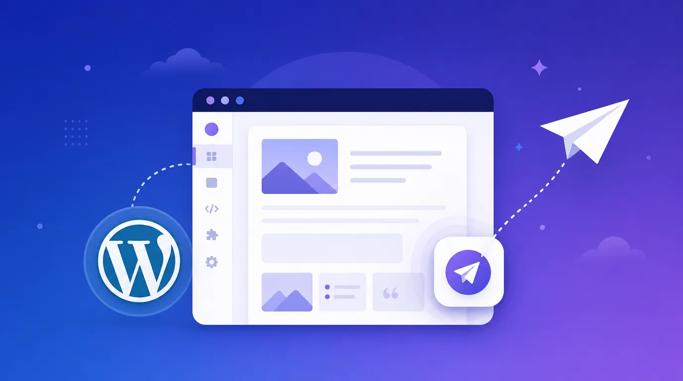 AI-generated social post visual for a one-click WordPress publishing announcement